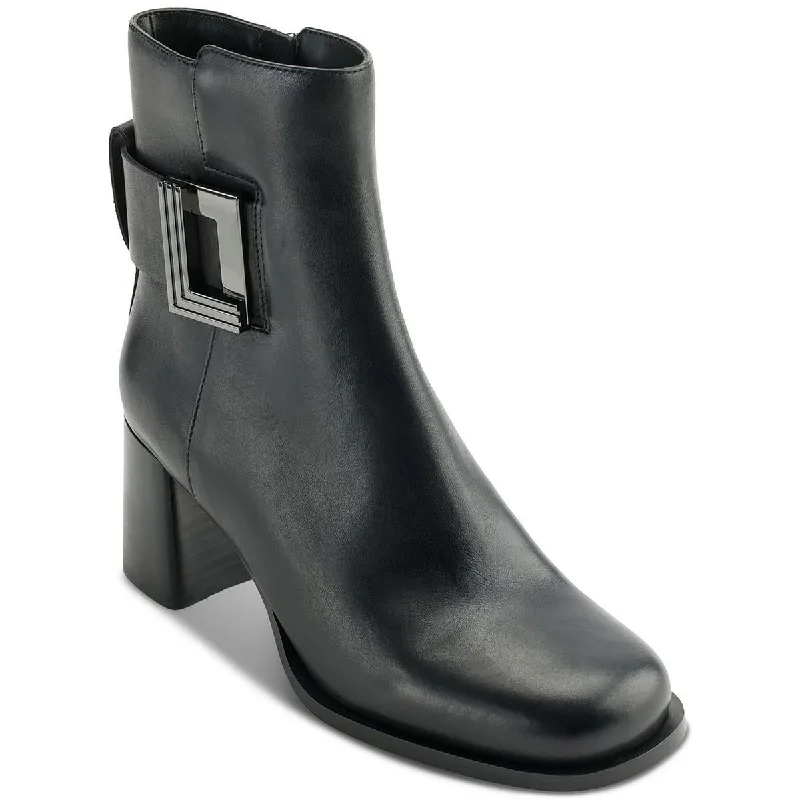 Boots with geometric embossed designs -Karl Lagerfeld Paris Womens Pomona Block Heel Ankle Mid-Calf Boots