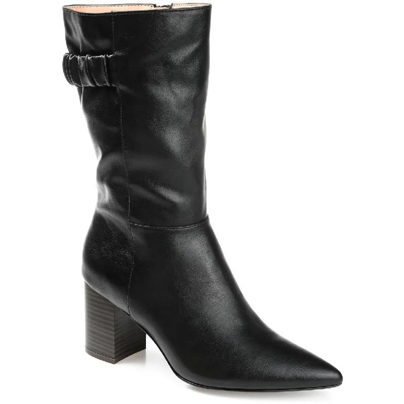 Boots with chic footbed details -Journee Collection Womens WIlo Faux Leather Padded Insole Mid-Calf Boots