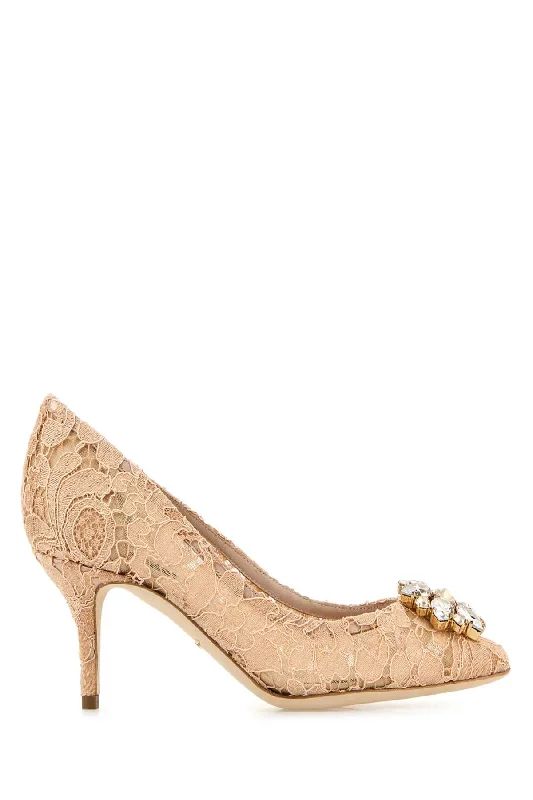 Orthopedic high heels for seniors -DOLCE & GABBANA Chic Lace Pumps with 6.5 cm Heel