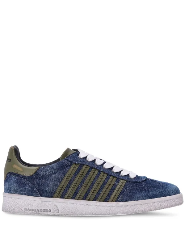 Cheap athletic shoes for budget workouts-DSQUARED2 Men's FW23 Boxer Sneaker in Denim Militare