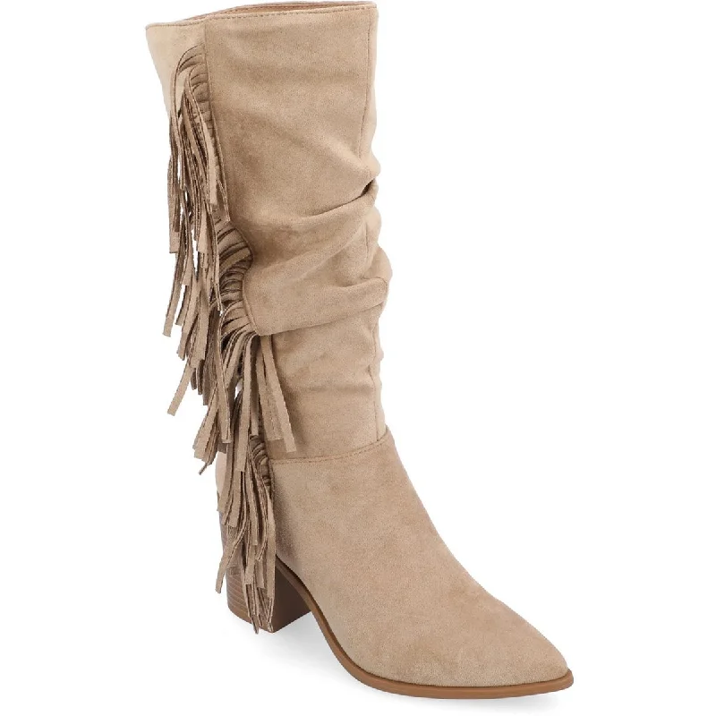 Boots for rainy snow lunches -Journee Collection Womens Hartly XWC Faux Suede Cowboy, Western Boots