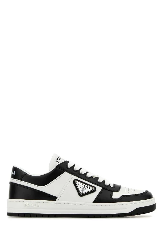 Stylish athletic shoes for urban comfort-PRADA Two-tone Leather Downtown Sneaker for Women