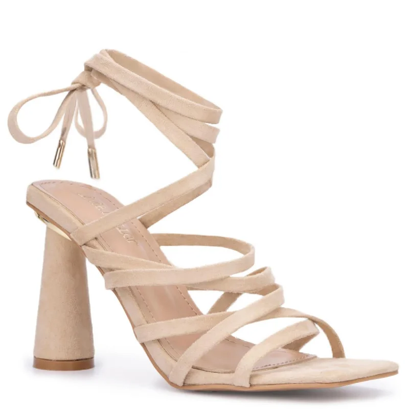 Breathable sandals for airy beach strolls-Olivia Miller Womens NIA Faux Suede Square toe Strappy Sandals