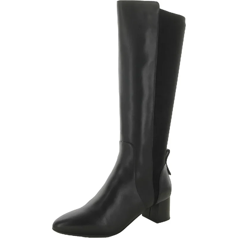 Boots with ultra-light frames -Cole Haan Womens GO TO BLOCK Leather Block Heel Knee-High Boots