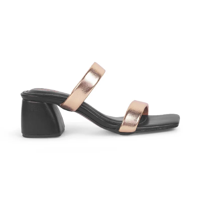 Lightweight sandals for easy hikes-Tresmode Mcarlo Champagne Women's Dress Block Heel Sandals