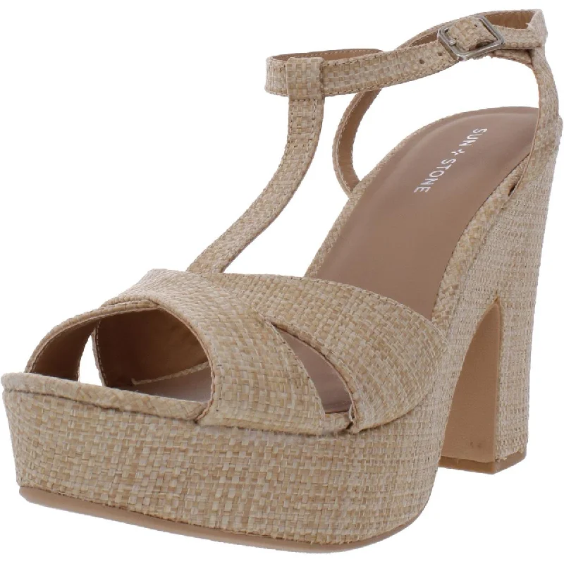 Durable sandals for tough beach hikes-Sun + Stone Womens Jamie Woven Ankle Strap Platform Sandals