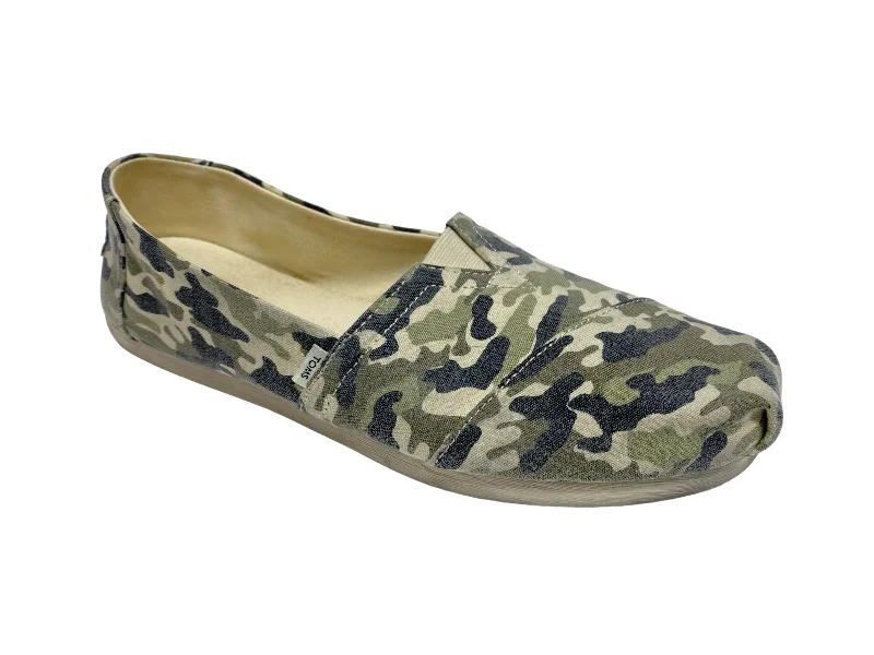 Flats with streamlined profiles -Camouflage Print Shoes Flats Toms, Size 10