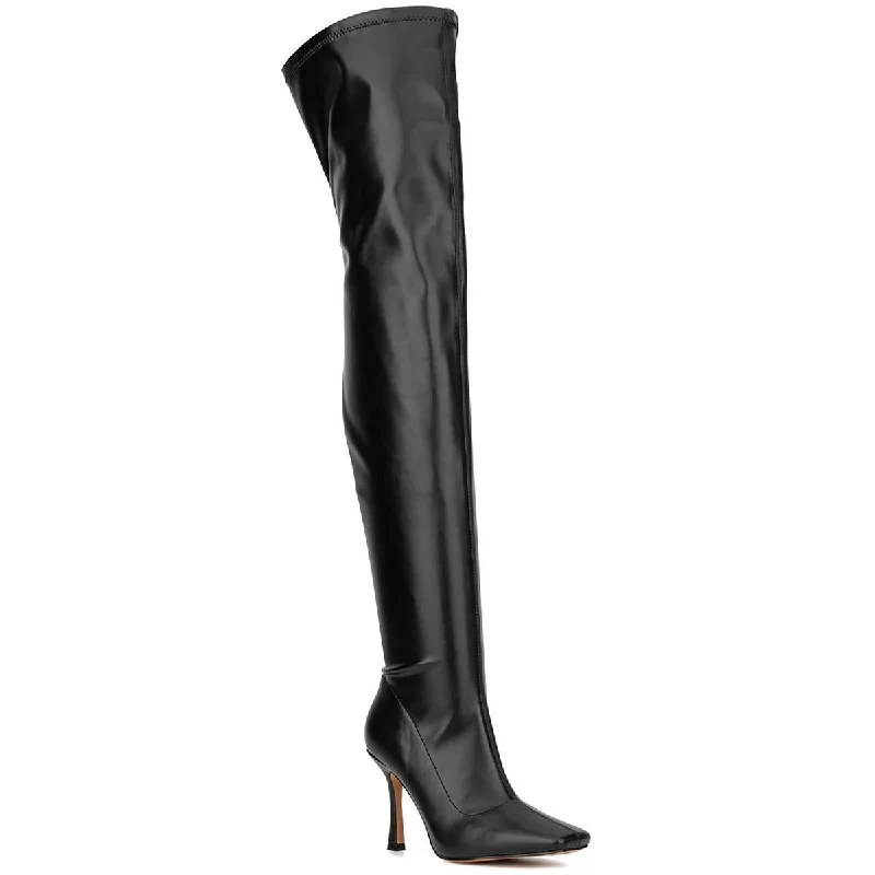 Boots with airy sole structures -NYC Womens NATALIA Manmade Faux Leather Over-The-Knee Boots