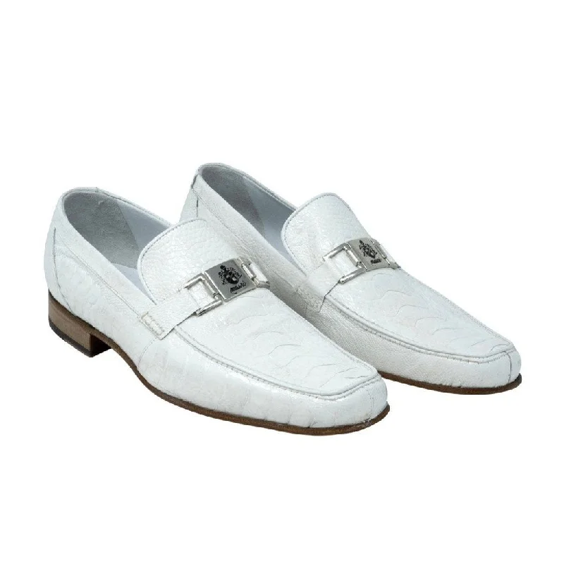 Fashionable loafers for warm nights-Mauri 3042 Royalty Men's Designer Shoes White Exotic Ostrich Dress Loafers (MAS5106)