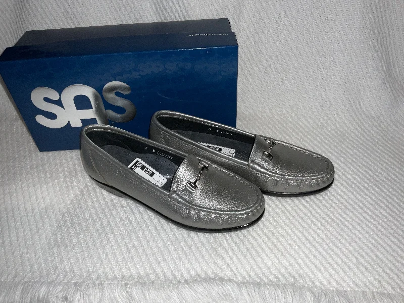 Flats with pearl studded accents -Shoes Flats By Sas In Silver, Size: 8