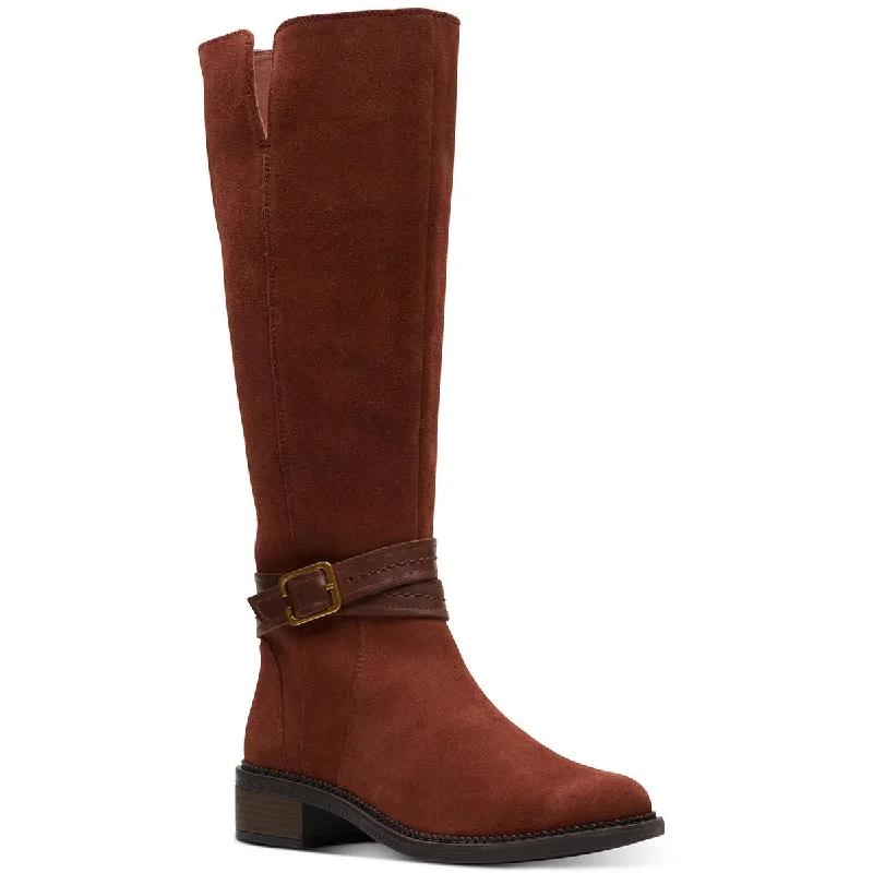 Boots for indoor frost strolls -Clarks Womens Maye Shine Faux Suede Tall Mid-Calf Boots