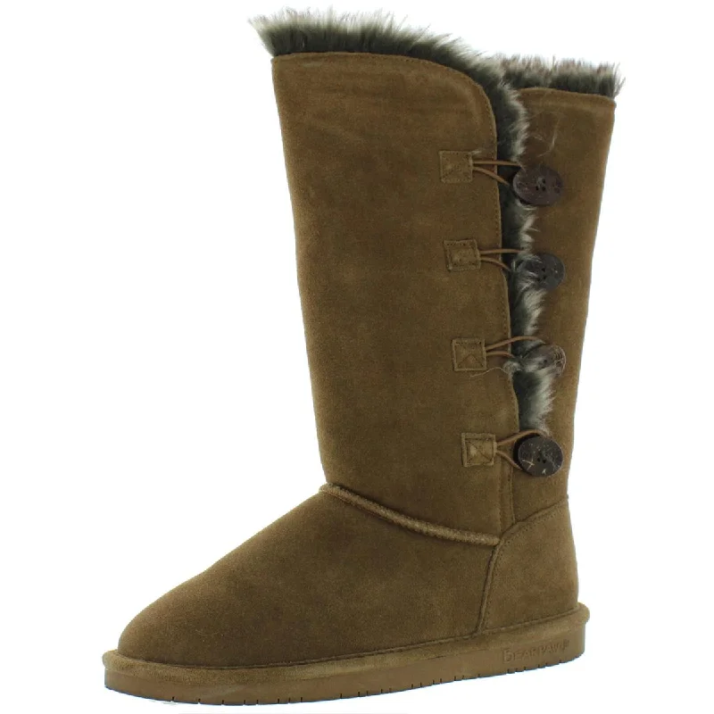 Boots for outdoor frost meals -Bearpaw Womens Lori Fur Trimmed Suede Shearling Boots