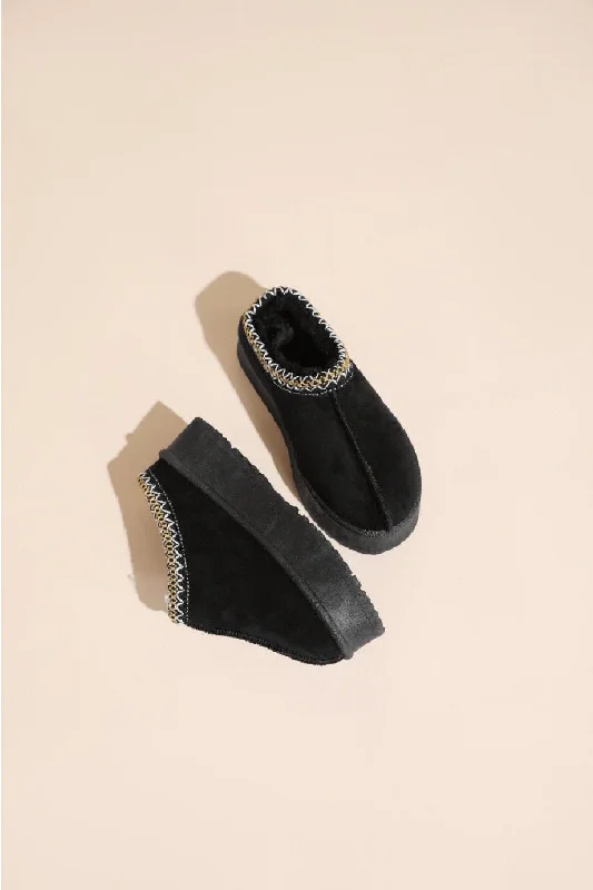 Slippers with sealed soles -KIDS ULTRA MINI PLATFORM SLIPPERS EMBROIDED ANKLE BOOTS IN BLACK 31-36 SIZES