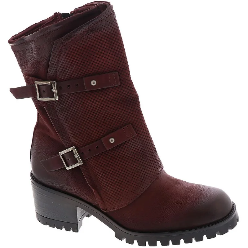 Boots with faint reflective designs -Miz Mooz Womens Madena Textured Leather Mid-Calf Boots