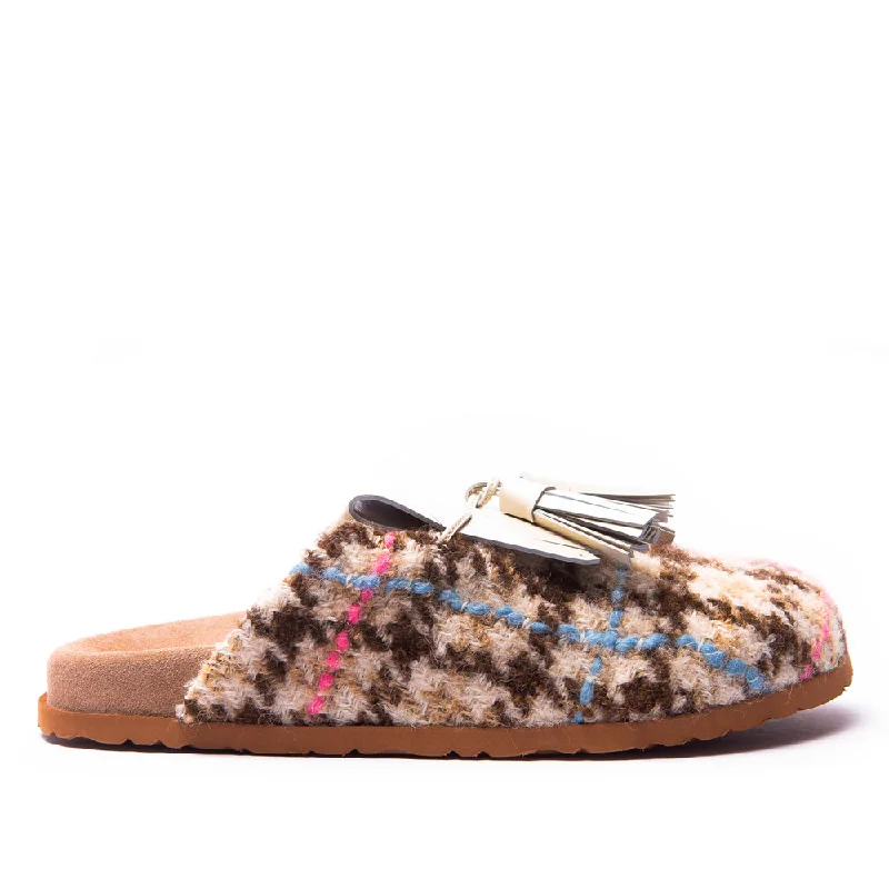 Slippers with warm fuzz -Women's Msgm Sabot Slippers Beige/Multicolor