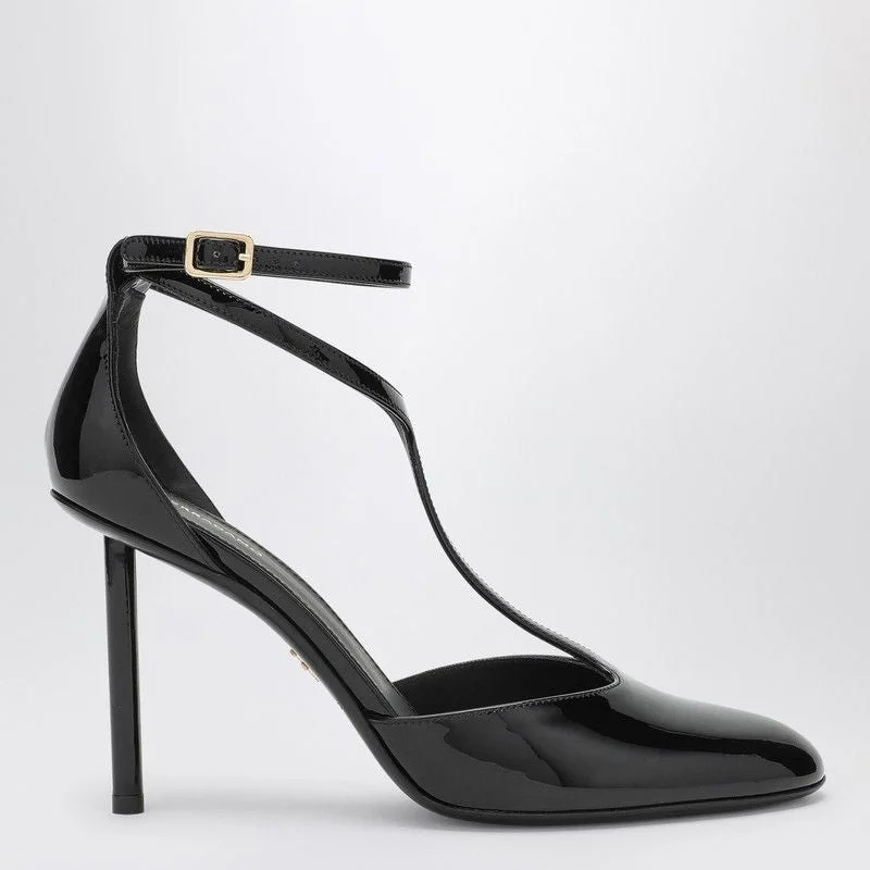 High heels for casual Fridays -Ferragamo Elegant T-Strap Patent Leather Pumps for Women