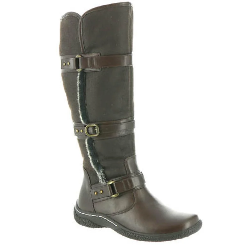 Boots with ventilated inner layers -Wanderlust Womens Gabriella 2 Faux Fur Lined Faux Leather Knee-High Boots