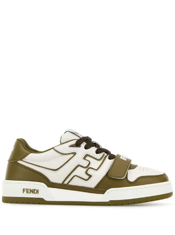 Cushioned athletic shoes for knee relief-FENDI Stylish Leather Touch-Strap Sneakers for Women