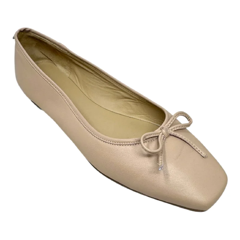 Flats for festive day outings -Gwynn Bow Nappa Leather Ballet Flats Shoes By Bernardo In Cream, Size: 9