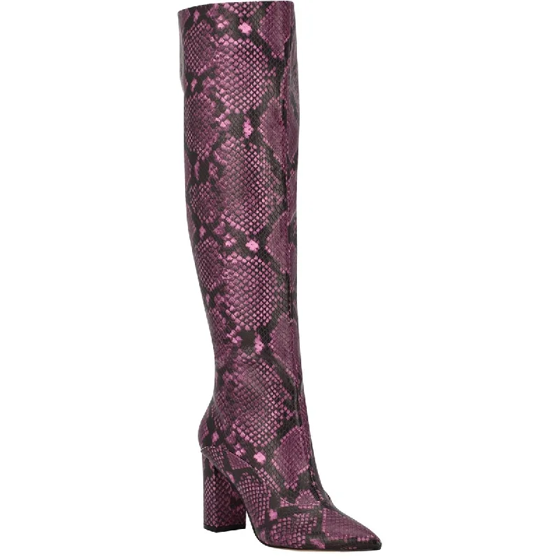 Boots with textured grip soles -Guess Womens GWLADIE BLOCK HEEL PO;INTED TOE Mid-Calf Boots