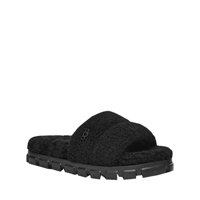 Non-slip sandals for rocky shore hikes-Women's Shoes UGG COZETTA CURLY Slipper Slide Sandals 1130838 BLACK