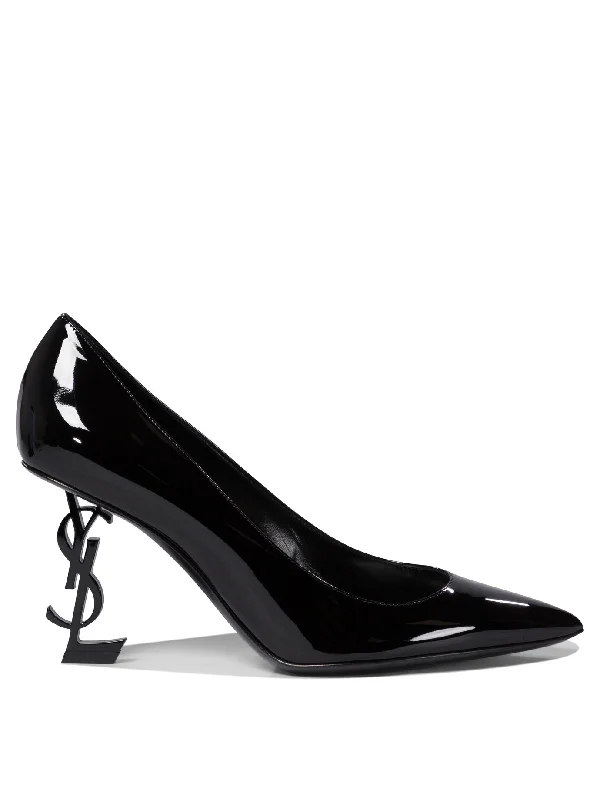 High heels with suede texture -SAINT LAURENT Classic Opyum Pumps with Iconic Logo