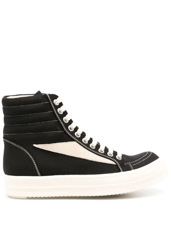 Breathable athletic shoes for airy runs-RICK OWENS Cotton Sneakers with Contrast Stitching