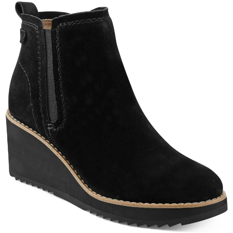 Boots for fall hiking trails -Earth Womens Faux Suede Wedge Chelsea Boots