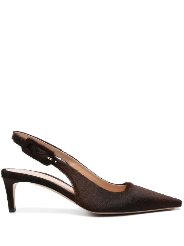 High heels for rooftop events -GIANVITO ROSSI Chic Pony Hair Slingback Pumps