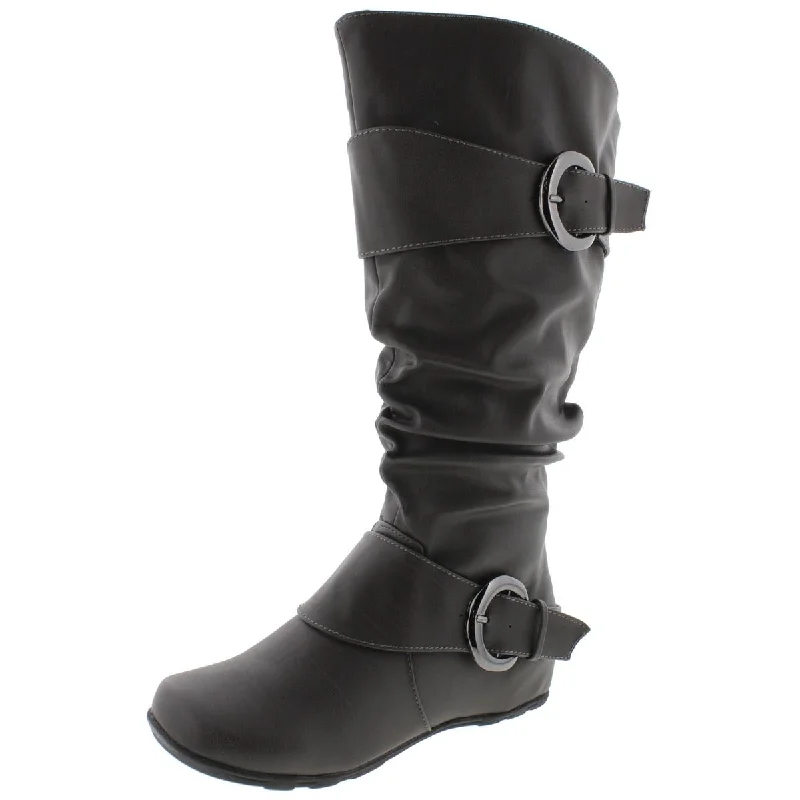 Boots for long snow adventures -Journee Collection Womens Faux Leather Slouchy Riding Boots