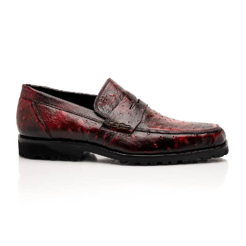 Stylish loafers for night steps-Mauri Debonair 4894/7 Men's Shoes Exotic Ostrich Penny Loafers (MA5640)