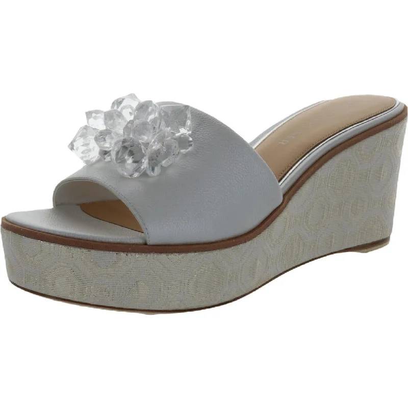 Stylish sandals for sunny shore trends-Donald J. Pliner Womens IDINA Patent Slides Wedge Sandals