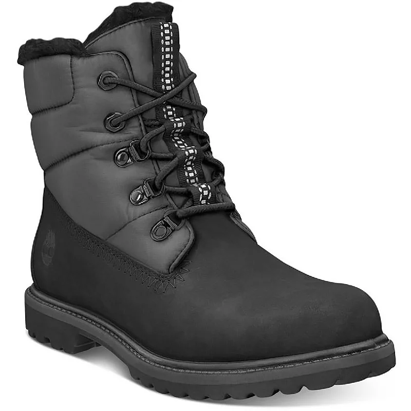 Boots for outdoor snow strolls -Timberland Womens Premium Puffer  Leather Ankle Combat & Lace-up Boots