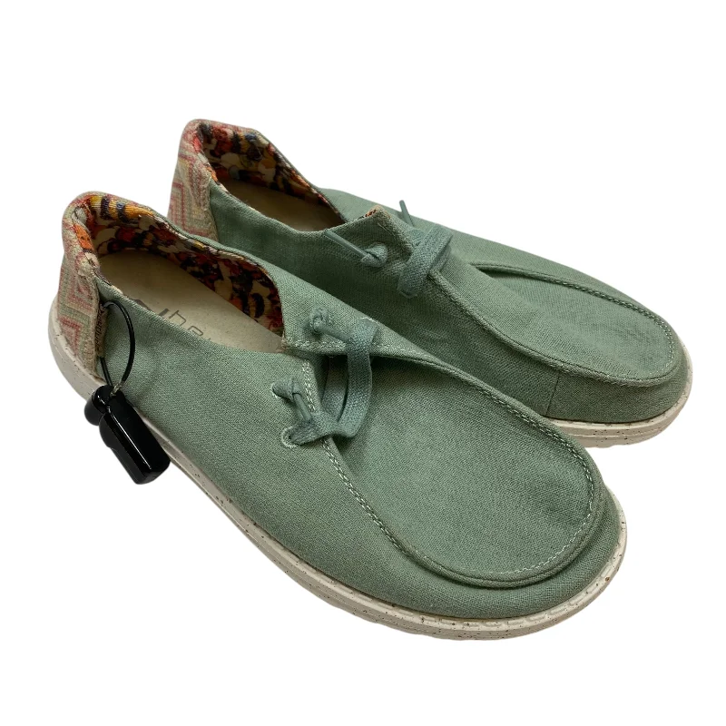 Flats with skid-resistant sole layers -Shoes Flats By Hey Dude In Green, Size: 7