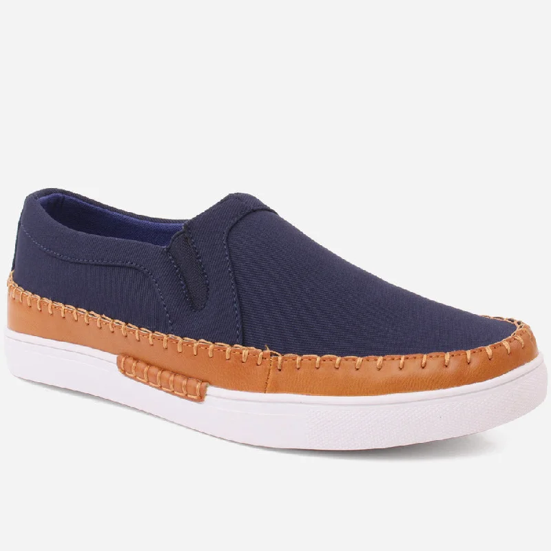 Premium loafers for classy nights-Men "HENDRIX" Shaded Stitched Detail Loafers Elastic Goring Boat Casual Trainers