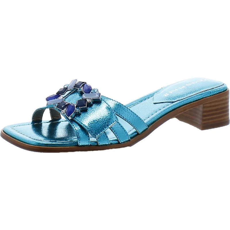 Waterproof sandals for ocean tide nights-Donald J. Pliner Womens BELLAMY Leather Slip On Slide Sandals