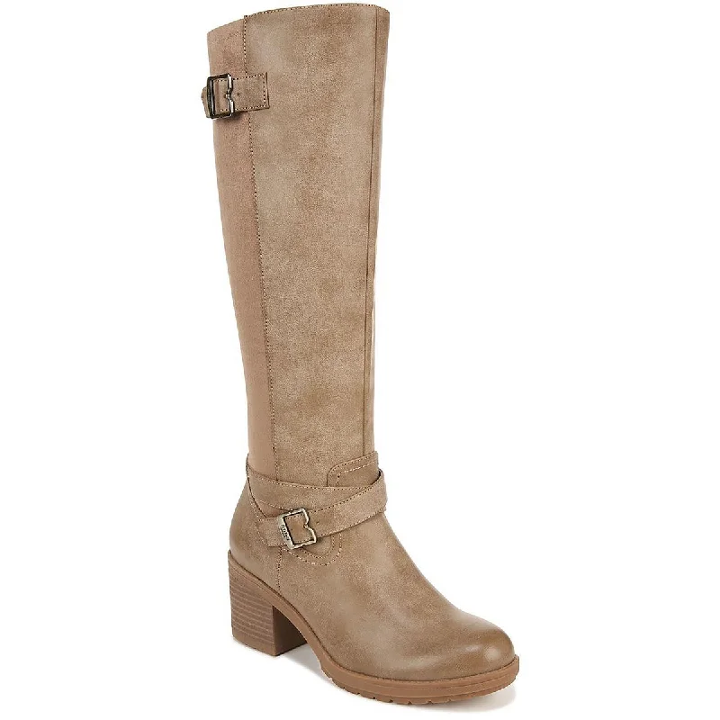 Boots with retro rugged vibes -Dr. Scholl's Shoes Womens PRAIRIE Faux Leather Block Heel Knee-High Boots