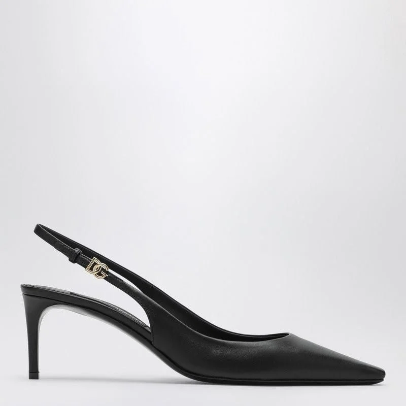 High heels with waterproof lining -DOLCE & GABBANA Elegant Leather Slingback Pumps for Women