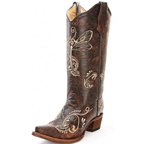 Boots for long frost strolls -Corral Circle G L5001 Distressed Brown Dragonfly Western Boot