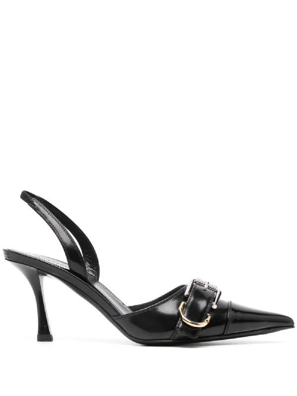 Cheap high heels under 40 dollars -GIVENCHY Sleek Leather Pumps with Decorative Buckle - Pointed Toe Stiletto