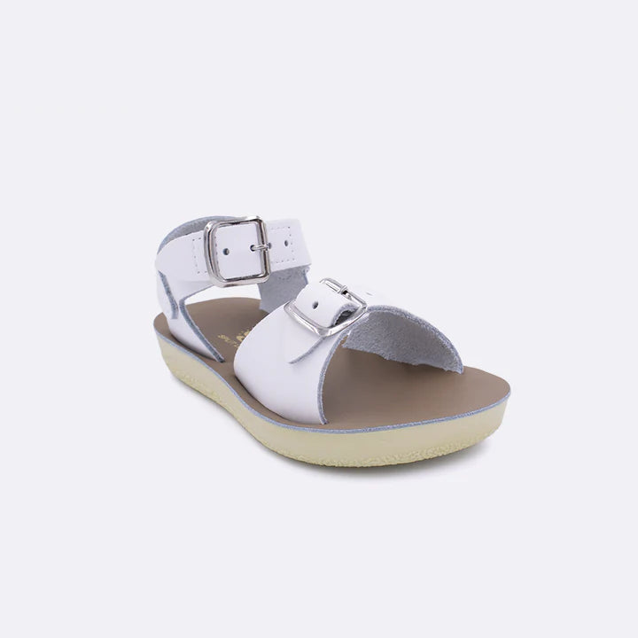 Cushioned sandals for comfy shore trails-White Velcro Surfer Sandals