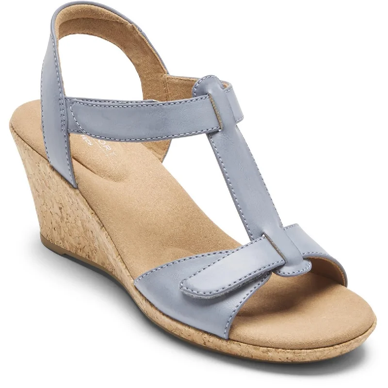 Stylish sandals for evening shorelines-Rockport Womens Faux Leather T-Strap Slingback Sandals