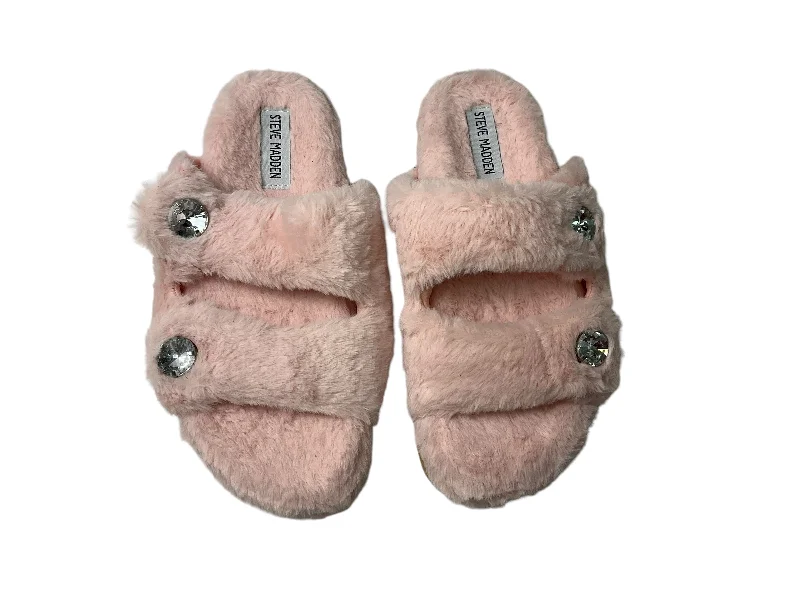 High-end slippers for holiday cheer -Slippers By Steve Madden In Light Pink, Size: 7