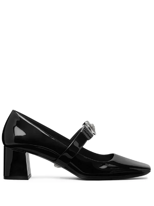 Women’s high heels with fringe trim -VERSACE Luxury Leather Slip-On Pumps with Bow Detailing