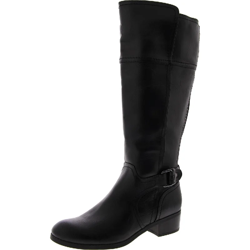 Boots for men with toe relief -Unisa Womens Faux Leather Zipper Knee-High Boots