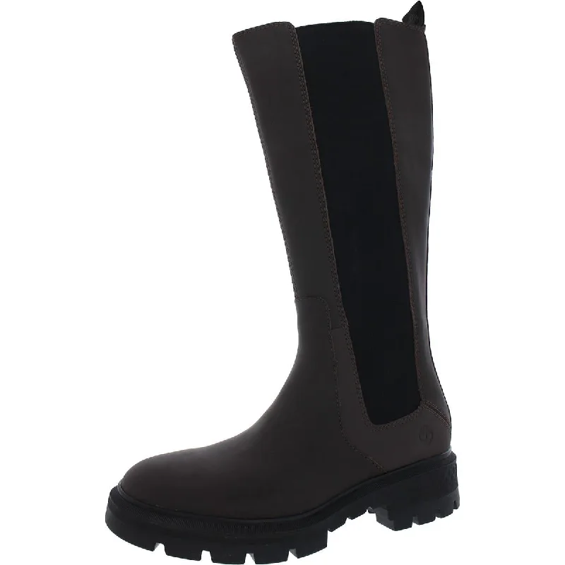 Boots with soft sole cushioning -Timberland Womens Cortina Leather Riding Knee-High Boots