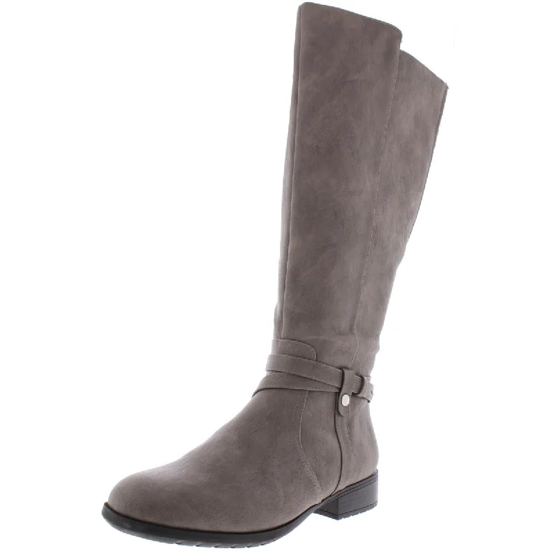 Boots with woven fabric overlays -LifeStride Womens Xtrovert Wide Calf Faux Leather Knee-High Boots