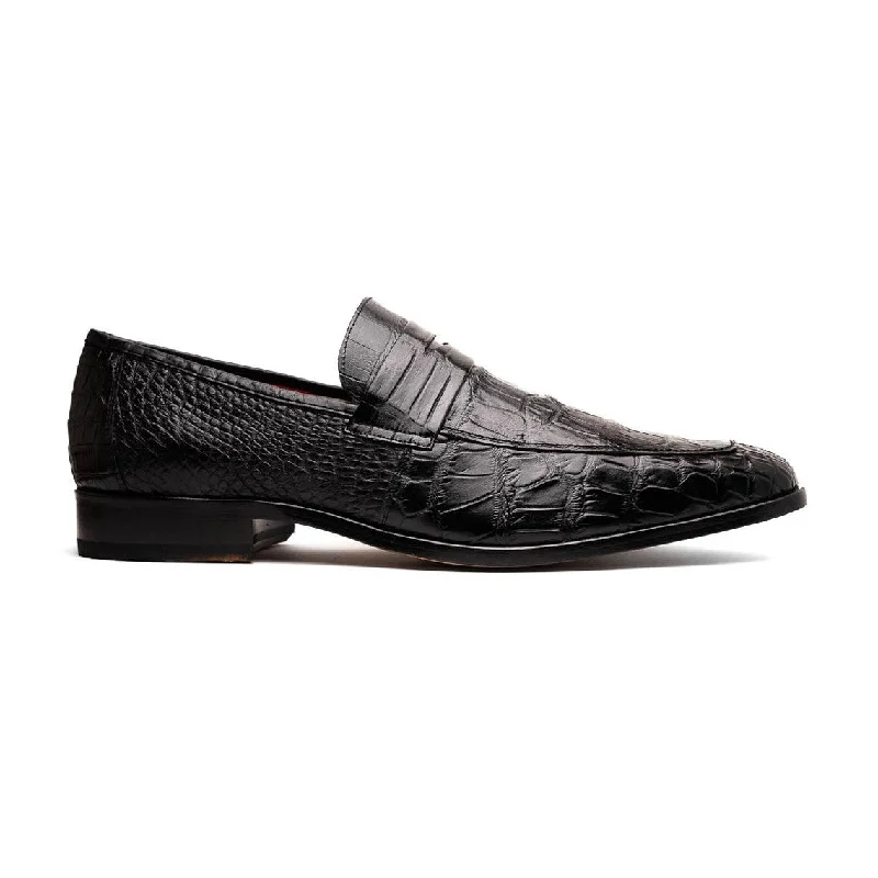 Lightweight loafers for warm evenings-Marco Di Milano Matteo Men's Shoes Genuine Alligator Dress Penny Loafers (MDM1182)