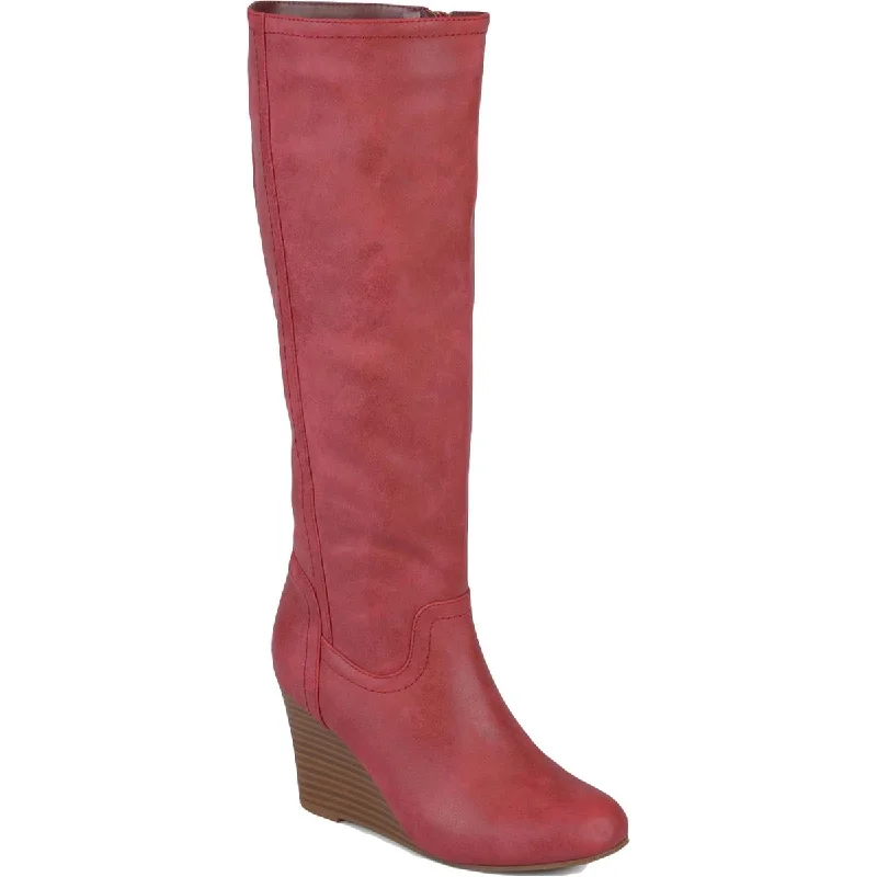 Boots with steady midsole support -Journee Collection Womens Langly Heels Faux Leather Knee-High Boots