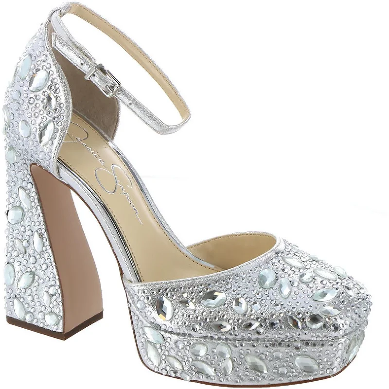 Minimalist nude high heels unisex -Jessica Simpson Womens Dreama Rhinestone Metallic Pumps